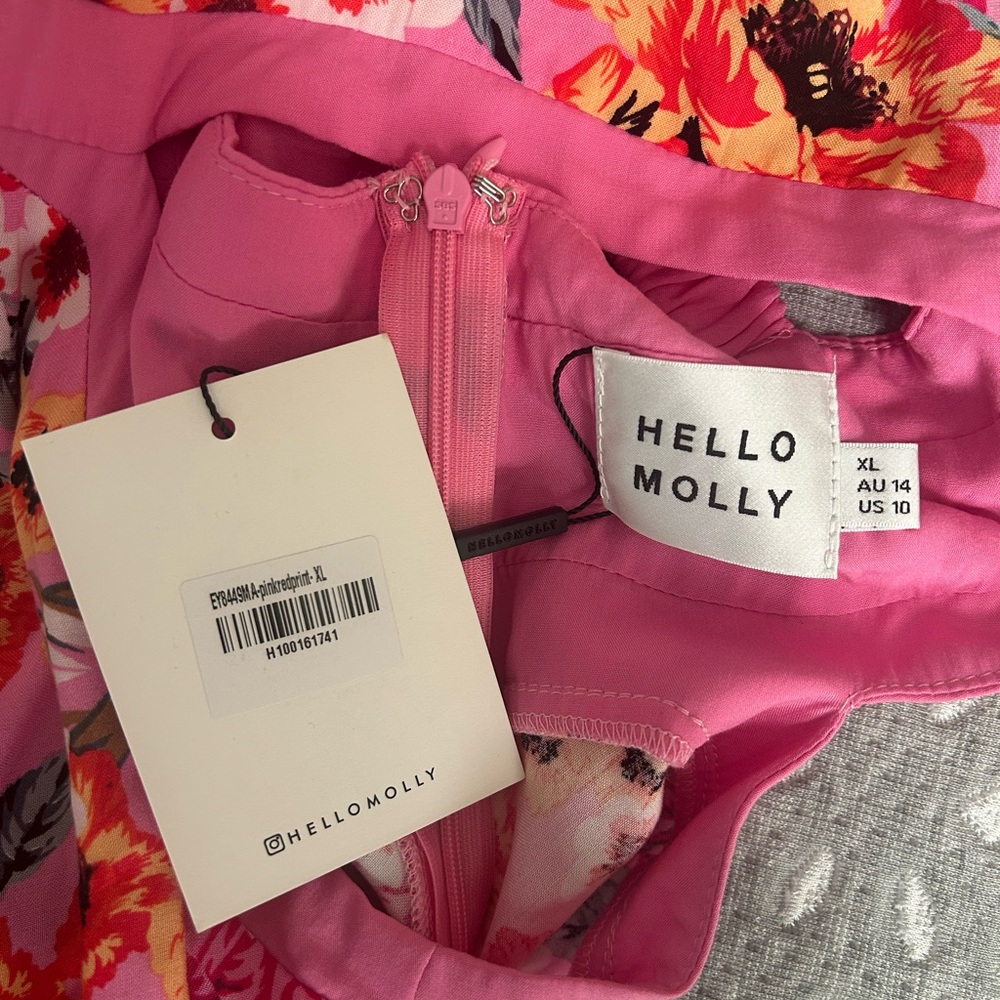 Hello Molly Pink Floral Dress Sz XL Floral All Over Print Wedding Guest Girly - Picture 4 of 6
